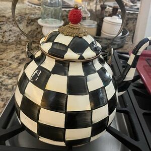 Checkered Black and White Teapot